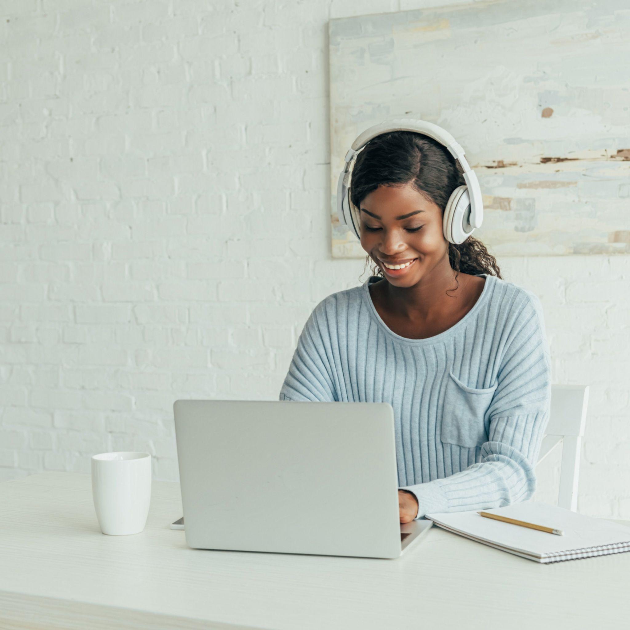 Lady researching about a company ahead of her Job interview with them.