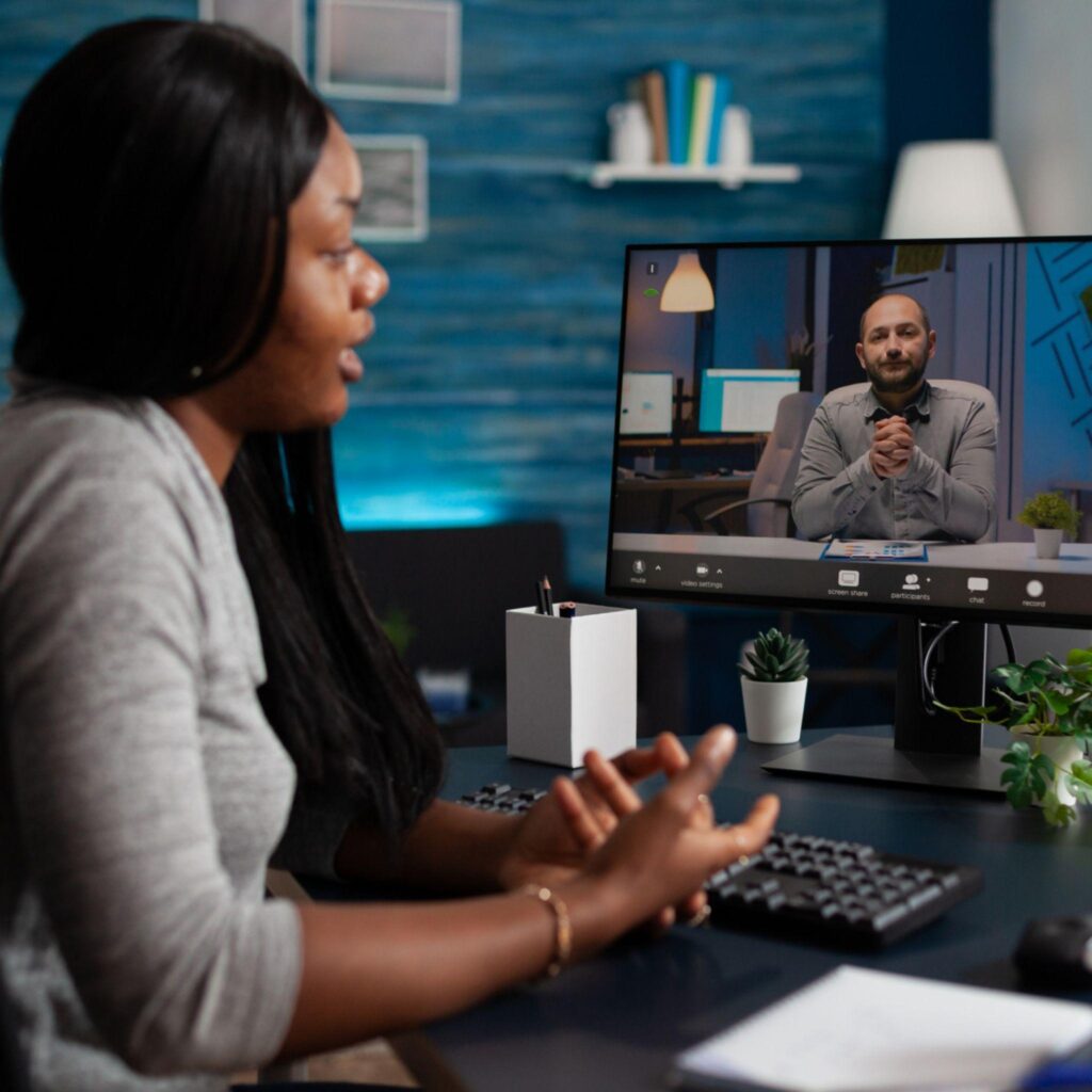 Lady undergoing a virtual job interview